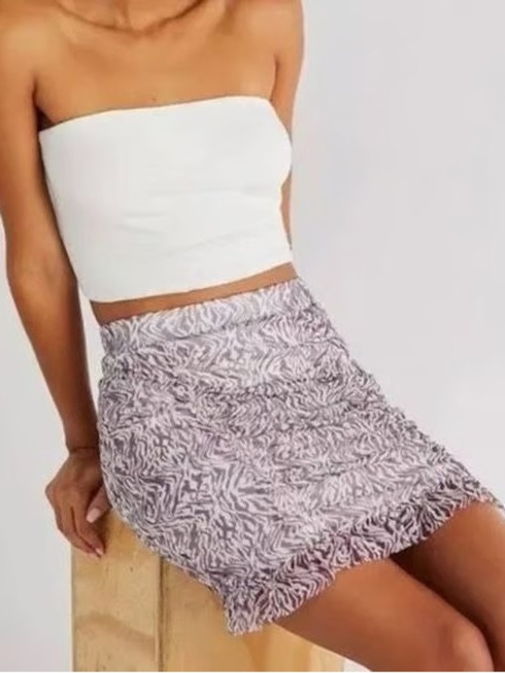 NWOT Free People Romi Mesh Mini Skirt
Size M Zebra Print Purple